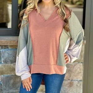 Haptics NWOT - never worn- Colorblock V-Neck Sweater